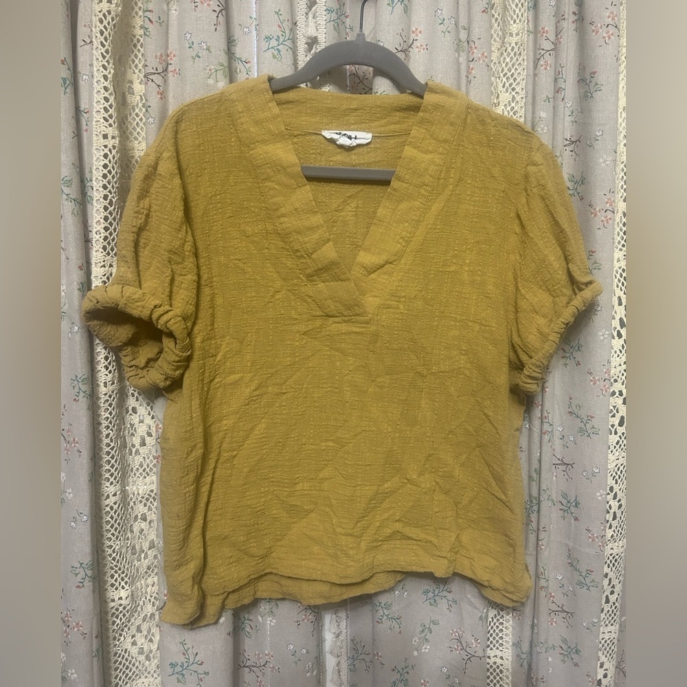P. Cill 100% Cotton Marigold Guazy Short Sleeve Top Size‎ Small